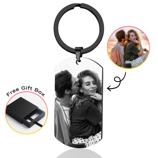 Personalized Stainless Steel Keychain Engraved with Photo