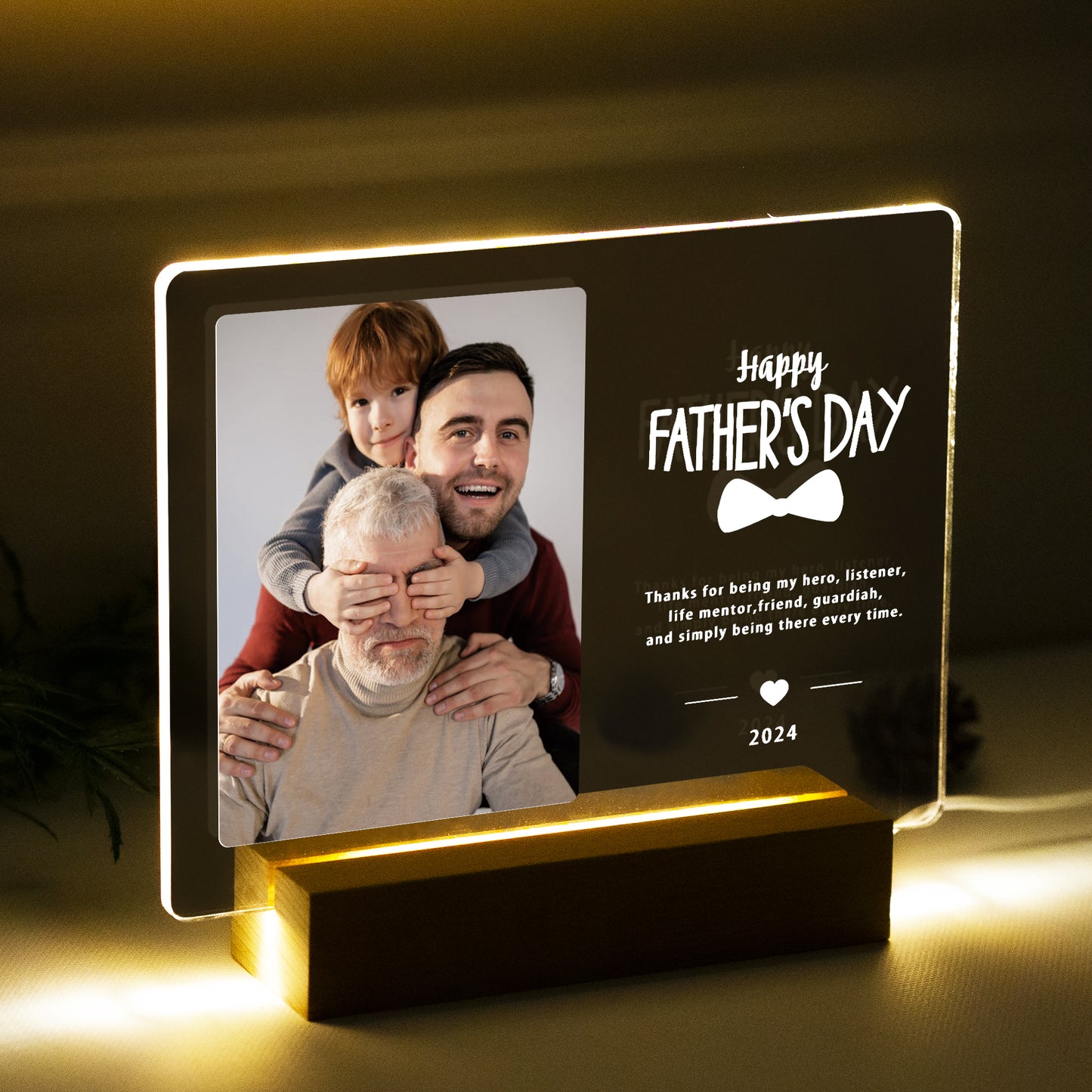 Personalized Fathers Day Gift - Night light Decor Photo Frame