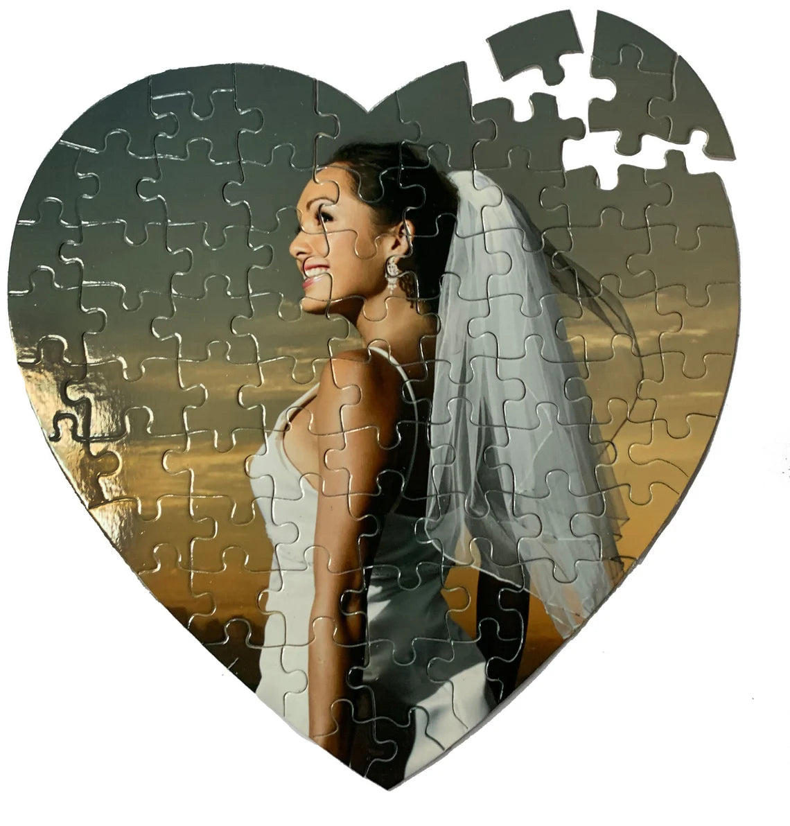 Custom Heart Shaped Puzzle with Acrylic Frame from Photo - 52 Pieces