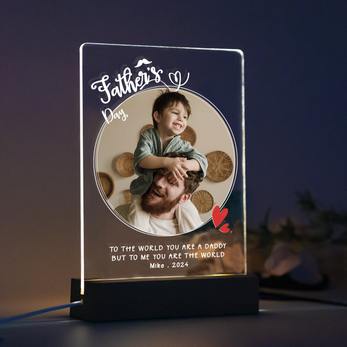 Personalized Fathers Day Gift - Night light Decor Photo Frame