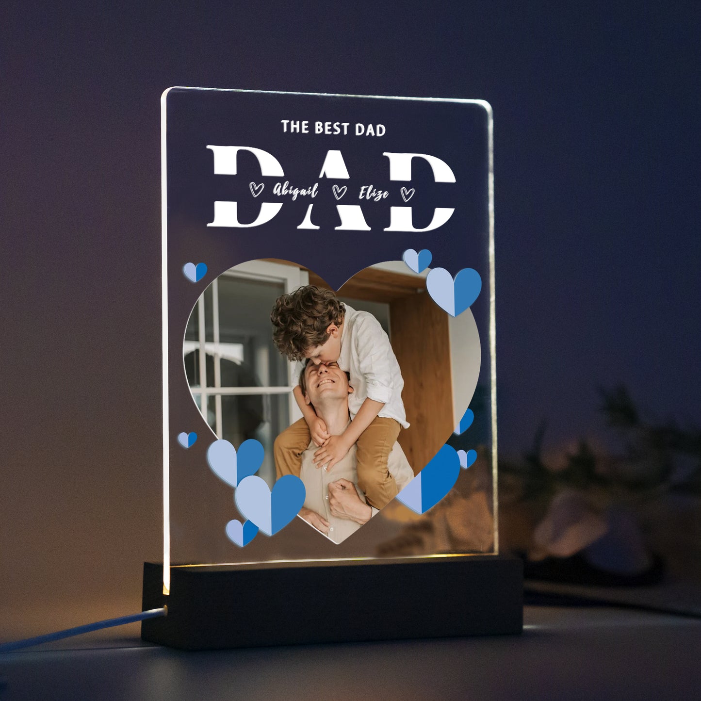 Personalized Fathers Day Gift - Night light Decor Photo Frame