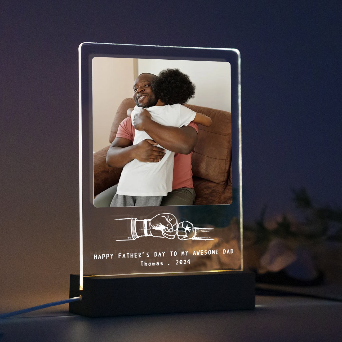 Personalized Fathers Day Gift - Night light Decor Photo Frame