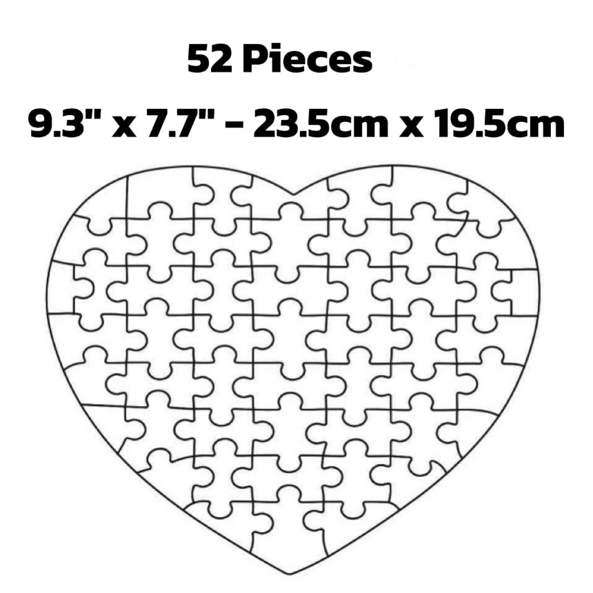 Custom Heart Shaped Puzzle with Acrylic Frame from Photo - 52 Pieces