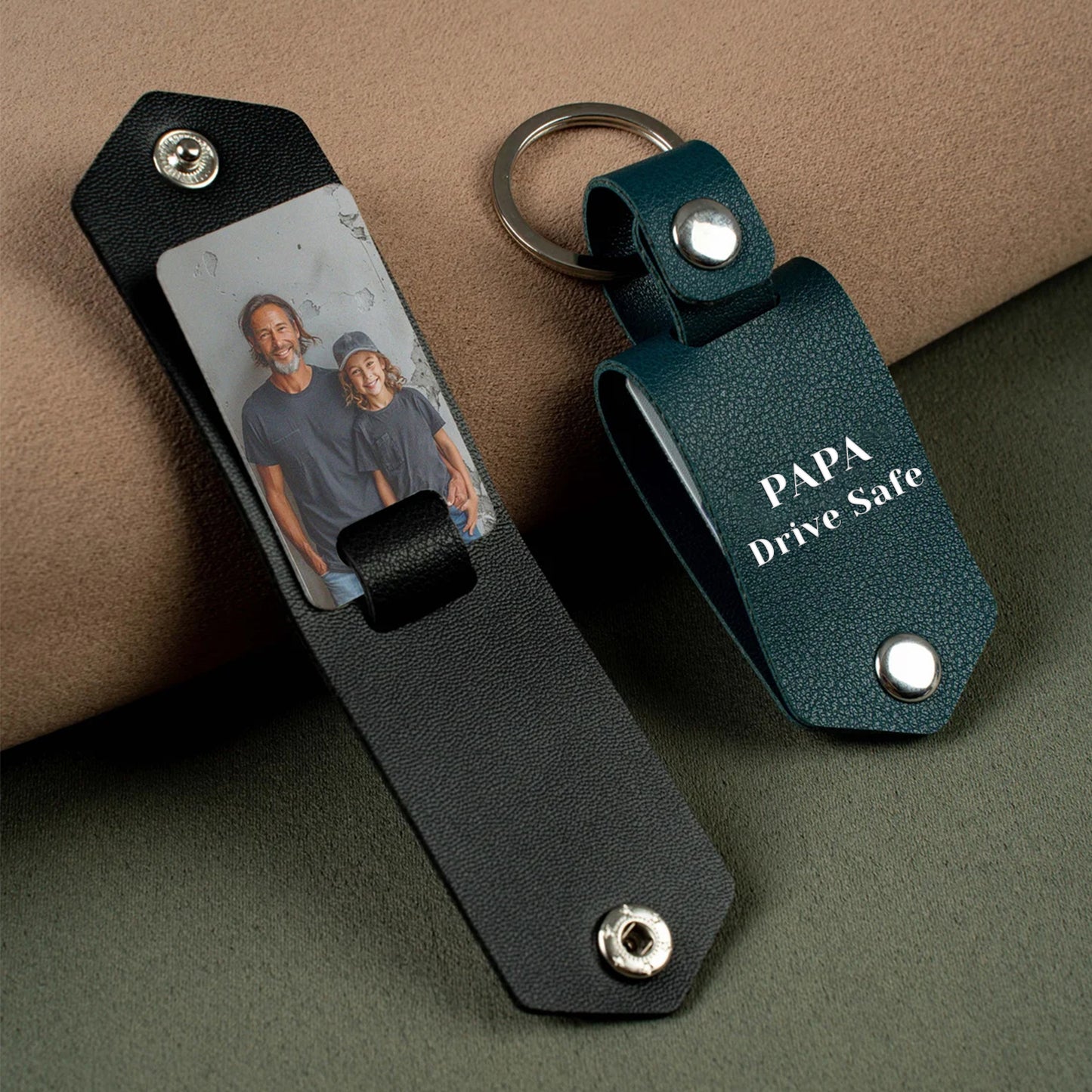 Custom Leather Photo Keychain