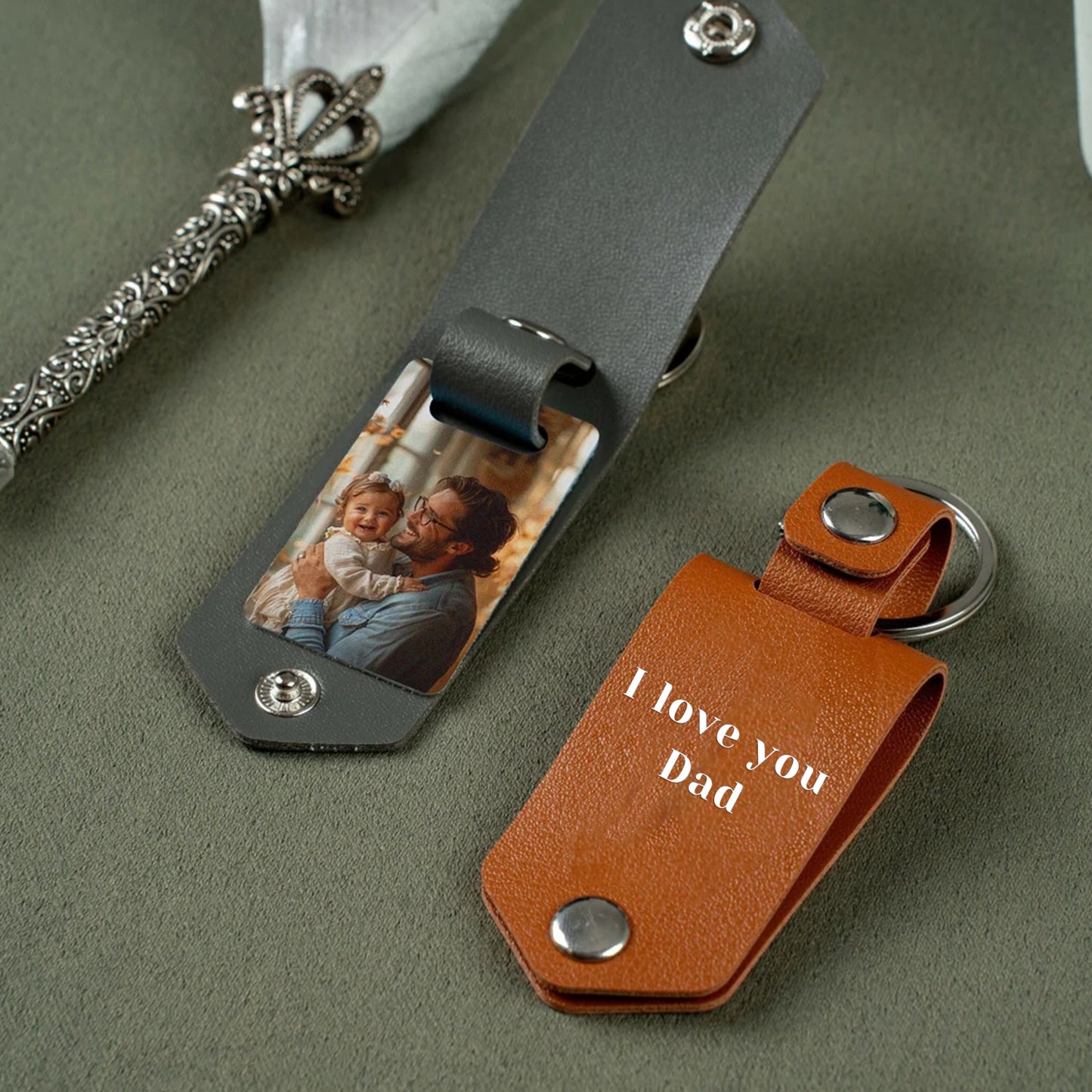 Custom Leather Photo Keychain