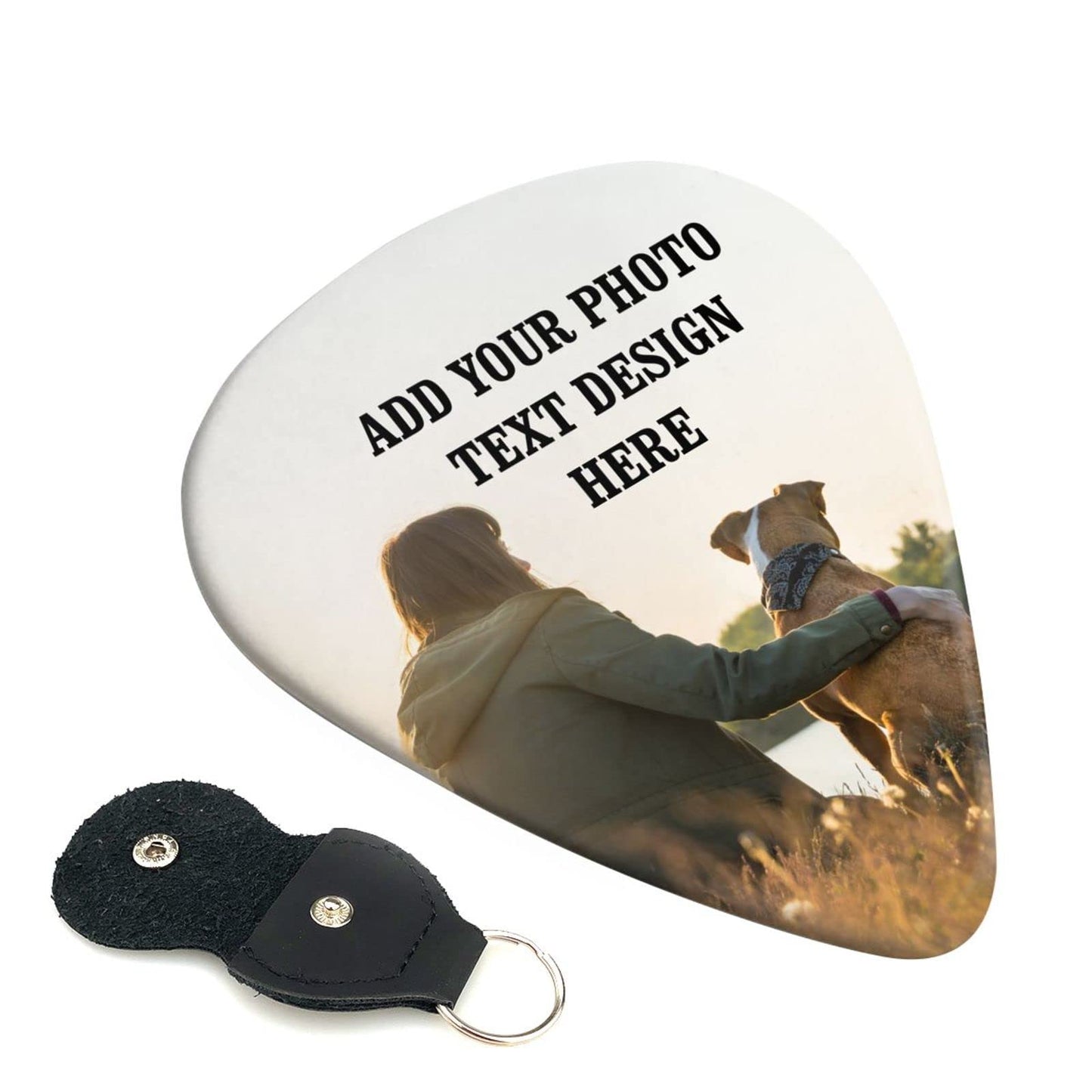 Personalized 4 Pcs Stainless Steel Guitar Picks with Photo & Keyring